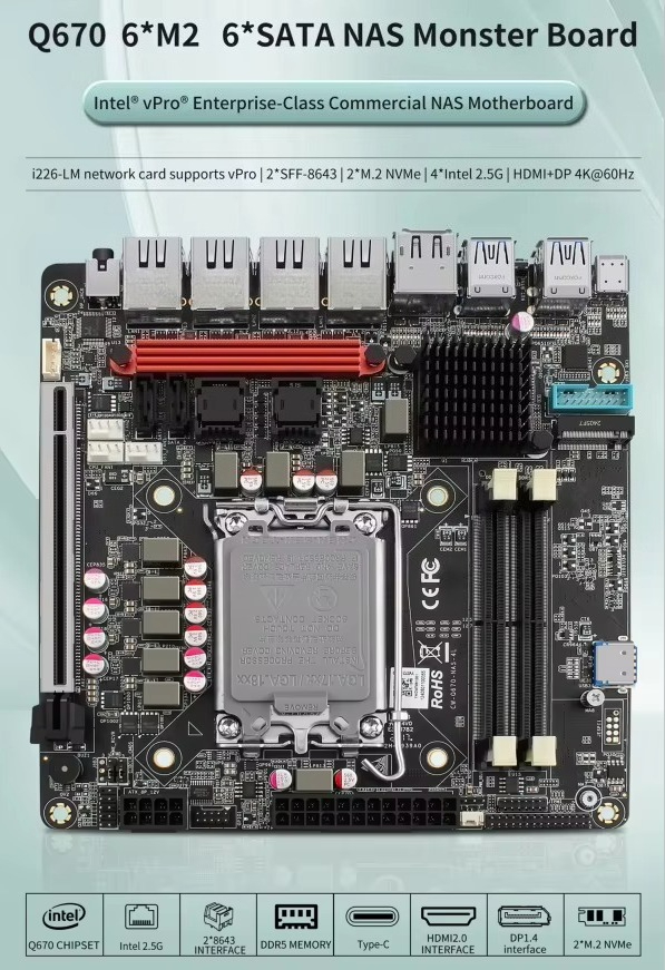 In-tel VPro Q670 NAS Motherboa - Lga 1700 Ddr5 Itx Motherboard review and price