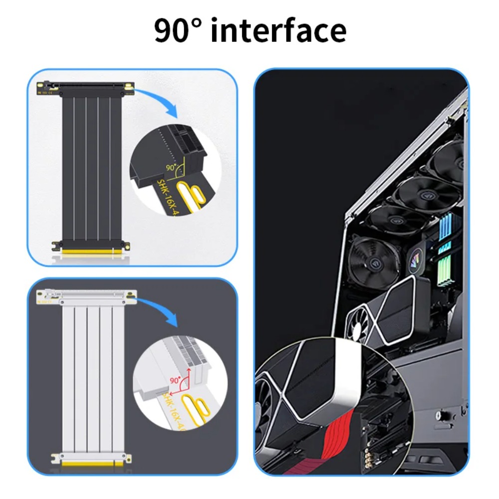 PCI‑E 4.0/3.0 X16 GPU Riser Ca - Pcie 4.0 X16 Riser Cable 90 Degree review and price