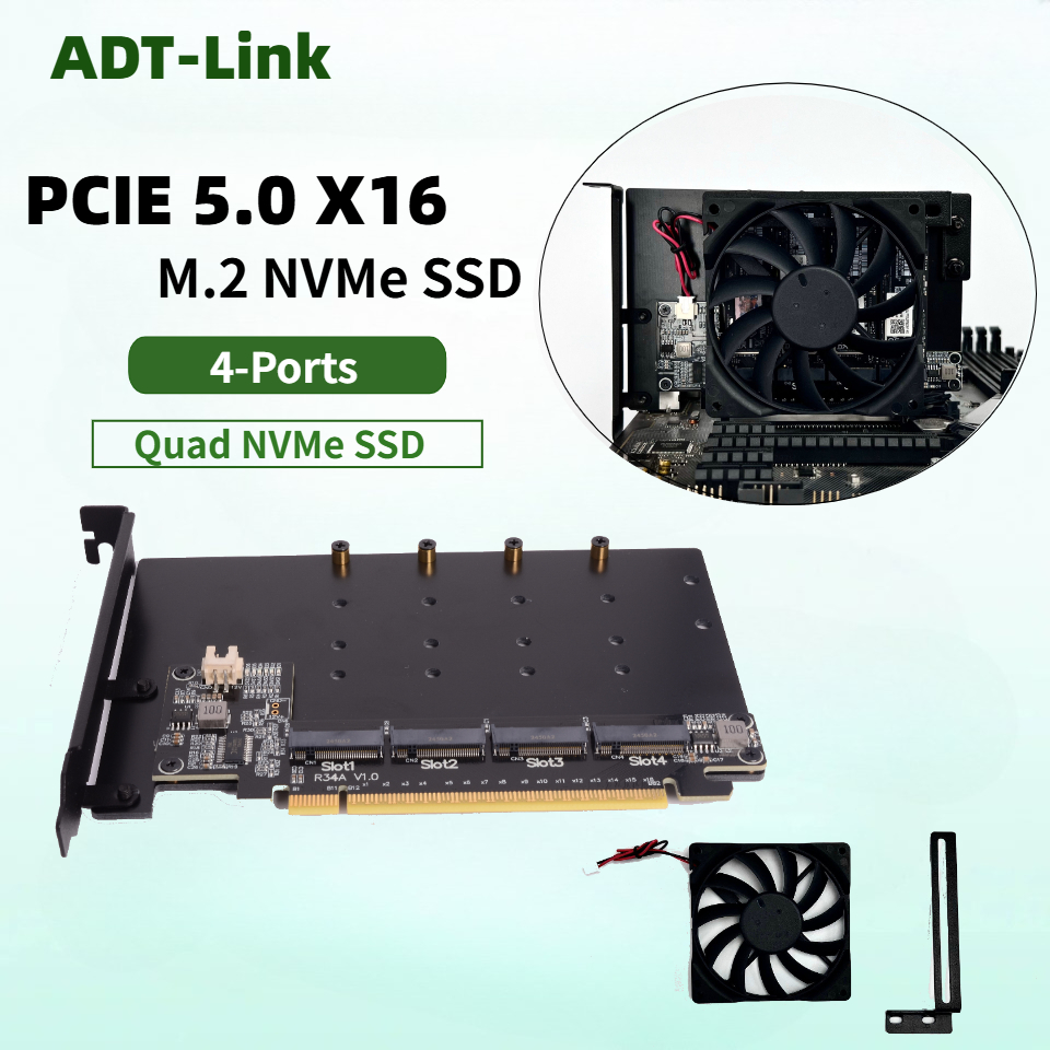 R34A PCIe 5.0 x16 to 4-Port M. - Quad M.2 Nvme Pcie Bifurcation Card review and price