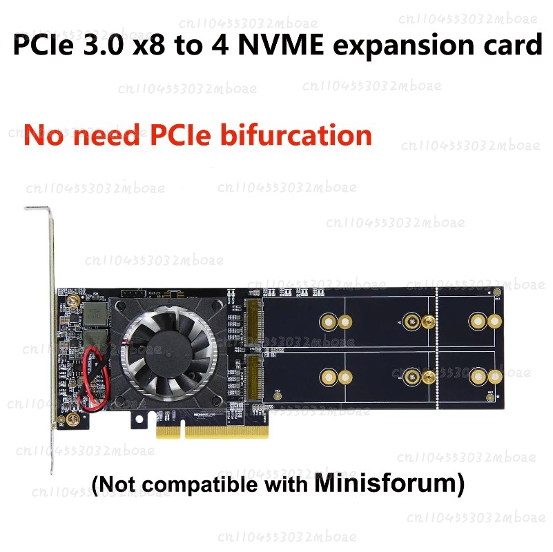 PEX8747 Chip PCIe 3.0 X8 Quad  - Quad M.2 Nvme Pcie Bifurcation Card review and price